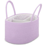 COMSE Large Baby Diaper Caddy Organizer for Girl Boy, Car Caddy with Handles, Cotton Rope Basket for Changing Table, Nursery Organizer, Gift for Baby Shower and Registry Must Have, Purple