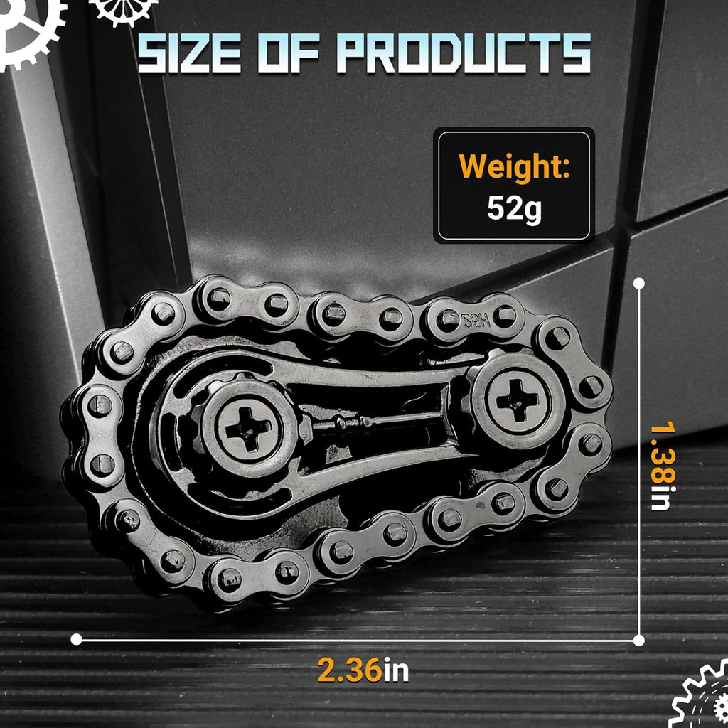 Cool Sprockets Fidget Bike Chain Hand Roller for Anxiety Relief, Assemble Fidget Spinner Ring Toy for Gift, Metal Fingertip Spinning Sensory Toy for Adult Kid 4-8 8-12