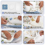 Baby Lounger for Newborn Portable Bag,Baby Nest Play Gym mat with Strap,Newborn Lounger Adjustable Size & Inner Zipper Lengthen Space to 24 Months,Animal World Blue