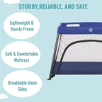 Dream On Me Travel Light Playard with Mesh Zipper Door in Navy