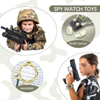 Walkie Talkies for Kids Rechargeable, Spy Watch Army Toys, 7 in 1 Walkie Talkie Watches with Flashlight, Two-Way Radios Long Range Interphone Toy Gifts for Boys Girls fit Outdoor Game Camping