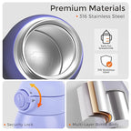 Portable Bottle Warmer for Travel, Dual Heating Modes for Breastmilk & Water On The Go, Portable Bottle Milk Warmer with Fast Heating & Long Battery Life, 10 Ounces Large Capacity (Purple)