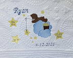 Personalized Baby Blanket Baby Quilt Monogrammed Blankets for Boys and Girls Embroidered Baby Gifts (Teddy Bear Stars)