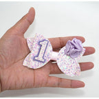 Birthday Hair Bow for Baby Girls 1 2 3 4 5 6 Years Sprinkle Decorations Party Hair Accessories Headband for First 1st Birthday Purple Rose
