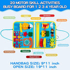 MORNOR Busy Board for Toddlers 1-4, Sensory Activity Board for Learning, Travel Toys, Montessori Toys for Fine Motor Skills, Gift for Boys & Girls (Blue)