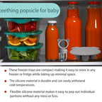 Silicone Baby Food Freezer Tray with Teething Popsicle Molds - Baby Fruit Feeder and Breastmilk Teether Combo