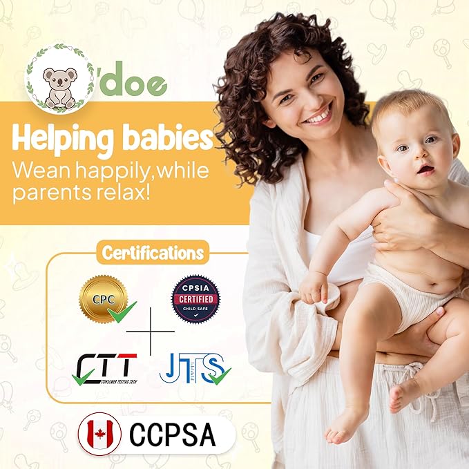 O'doe 17-Piece BPA-Free Silicone Baby Feeding Set | Thick & Soft Suction Plates, Baby Bowls, Wooden Fork & Spoon, and More | Make Mealtime Fun and Easy for Your Little One (Yellow, V2)