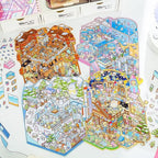 4 Sets Big 3D Sticker Scenes DIY Craft Kit – Build Your Own Miniature Rooms Stickers Book(Museum/Ski Resort/Amusement Park/Aquarium) for Kids & Adults, Creative Craft Kit for Gifts