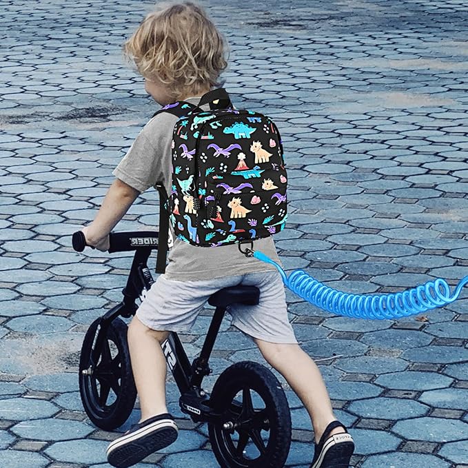Accmor Toddler Backpack Leash, Cute Dinosaur Kids Backpack with Anti Lost Wrist Link, Mini Child Backpack Leash Baby Walking Harness for Outdoor Travel, Adorable Backpack Tether for Boys