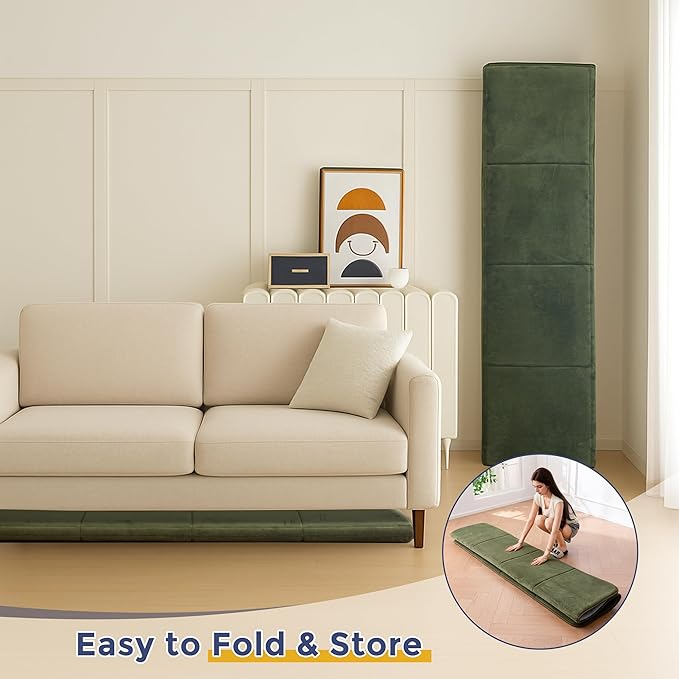 MAXYOYO 1.2" Thick Baby Play Mat for Floor, 59"x 78" Foldable Playpen Mat, Tummy Time Foam Mats Ultra Soft Support, Padded Carpet with Non-Slip Backing for Infant,Kids and Toddler Crawling, Green