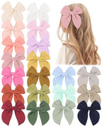 doboi 5.5 Inch 20PCS Baby Girls Fable Hair Accessories: Muslin Gauze Long Tail Hand-Tied Alligator Clips for Toddlers and Kids