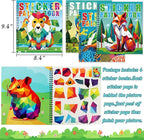 90shine 4PCS Crafts for Kids Ages 4-8 Sticker Paint Books Includes Dinosaur Marine Land Animals Multicolored Design Gifts Create 40 Pictures