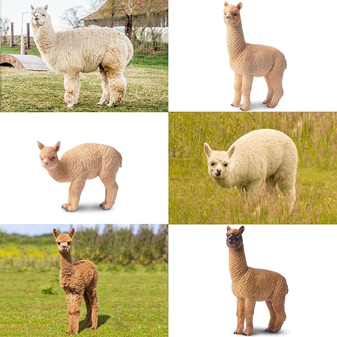 Toymany 8PCS Realistic Alpaca Figurines Llama Figures - Plastic Forest Jungle Animal Figurines, Christmas Birthday Toy Gift for Kids Boys Girls
