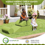 jela Foam Blocks 6Pcs Soft Play Equipment Waterproof Fabric, UV Resistant Toddler Climbing Toys Indoor& Outdoor Soft Play Climbing for Toddlers, Lightweight Climbing Blocks for Babies, Kids (Green)