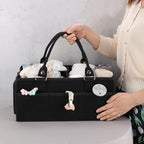 Baby Diaper Caddy Organizer for Girl Boy Large Nursery Storage Bin Basket Portable Holder Tote Bag for Changing Table and Car Baby Shower Gifts Newborn Essentials Must Haves Items black