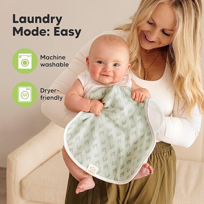 KeaBabies 4-Pack Baby Burp Cloths Baby Girl, Boy - Organic Cotton Burp Cloth, Extra Large, Absorbent, Soft Burping Cloths & Bibs Set for Babies, Newborn Burp Clothes, Thick Burp Rags (Fleur)