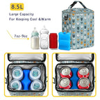 Breastmilk Cooler Bag with Ice Pack Fits 4 Baby Bottles Up to 9 Ounce Insulated Baby Bottle Bag Breast Milk Cooler on The Go with Strap Baby Bottle Cooler Bag for Nursing Mom Daycare or Travel