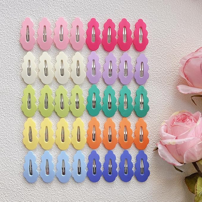 40pcs Candy Colored Snap Hair Clips for Little Girl Non Slip Barrettes Hair Accessories for Baby Girl Teens Toddler Kids