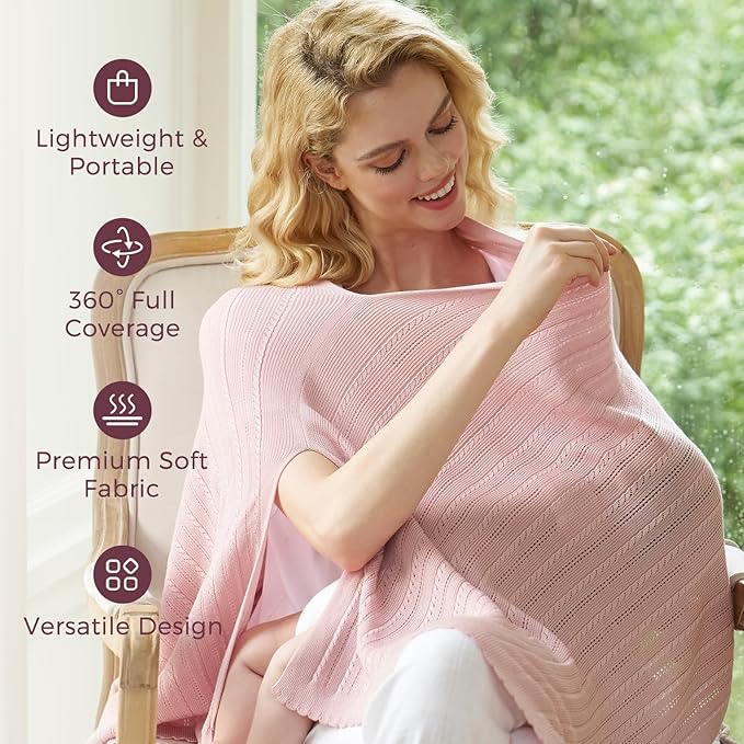 Momcozy Ultra-Light Nursing Cover for Breastfeeding, Soft Breathable Tencel™ Lyocell Fabric, Multi-Use Feeding Shawl, Newborn Essentials Must Haves(Pink)