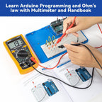 SunFounder Inventor Lab Starter Kit with Original Arduino Uno R3 REV3 Board Multimeter Basic to Advance 34 Projects RAB Breadboard Holder HCSR-04 Sensor 1602 LCD Servo Motor