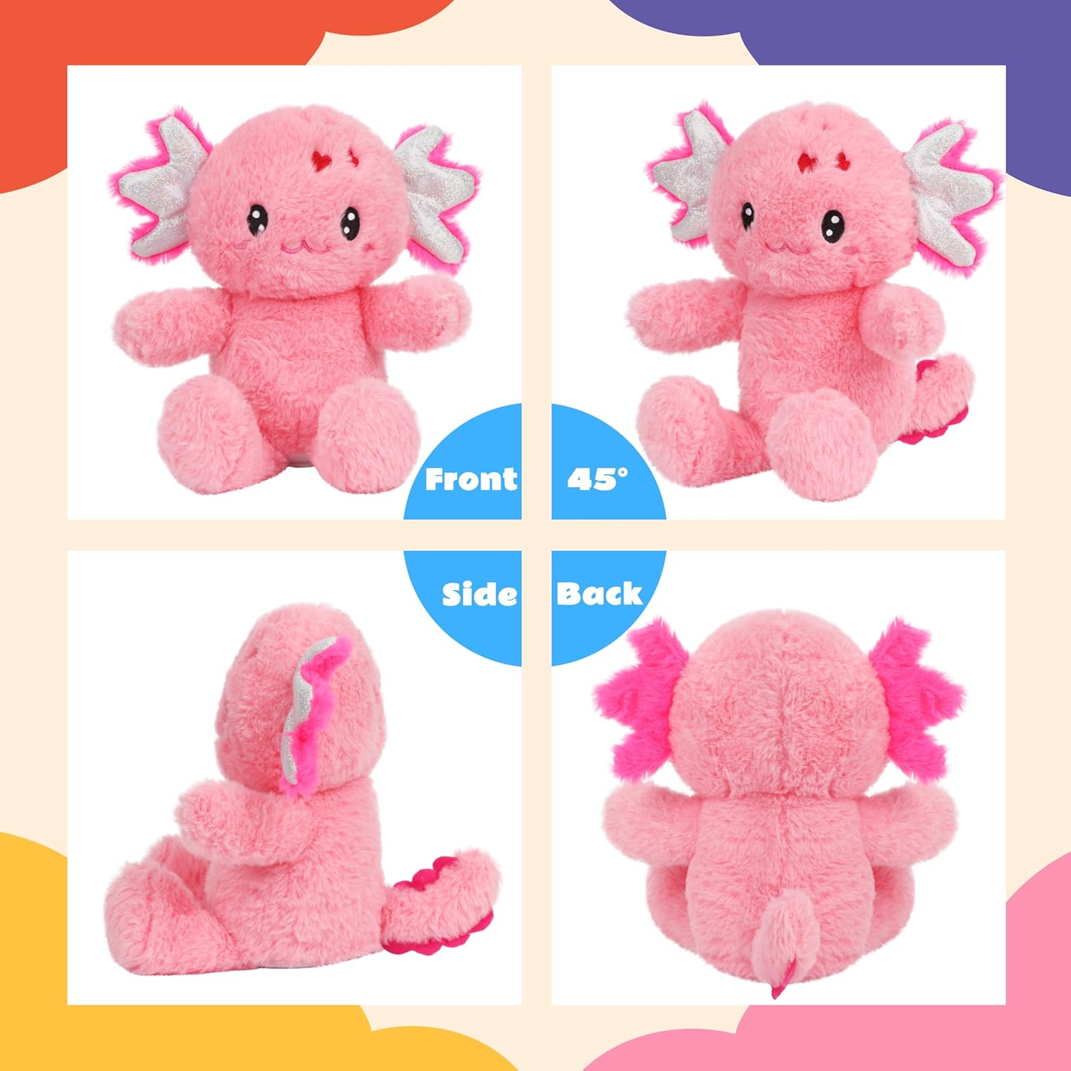 Cuteoy Talking Axolotl Repeat What You Say Musical Stuffed Animal Shaking Singing Plush Toy Electric Interactive Animated Salamander Plushies for Kids Girls Boys Birthday