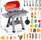 Kids Kitchen Toy Set, Kids BBQ Grill Kitchen Playset with Smoke, Sound & Light, 2-Layer Barbecue Indoor Outdoor Play Grill Toy Gift for Toddler Girl Boy Toy 3 4 5 6 7 8 Year Old