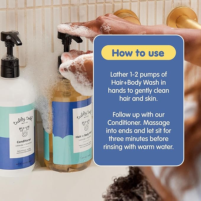 TUBBY TODD Hair Duo - Baby Shampoo and Conditioner Set - Gentle & Moisturizing Hair Care - Hypoallergenic, Non-Irritating - For Newborns, Toddlers & Kids - 25 Fl Oz & 24.3 Fl Oz - Fragrance-Free