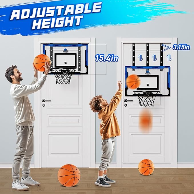 Kids Indoor Basketball Hoop with Scoreboard & Timer,Toddler Adjustable Height Basketball Goal Toy for Outdoor Backyard,Sports Game Play