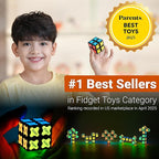 TOSY Magnet Cube 2x2 - 8 Blocks, 2 in 1 Toy: 2x2x2 Puzzle Cube and Customizable Infinity Cube, Glowing, UV Flashlight, Fidget/STEM/STEAM Magnet Tiles Birthday Gift for Kids/Teens/Adults, 2-Pack