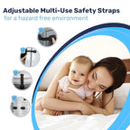 3M Adhesive Child Safety Strap Locks by Baby Proof Me, Baby Latches for Cabinets, Dishwashers, Fridges, Ovens and Trash Cans, Stain Free Toilet Lock (12 Safety Latches)