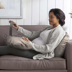 Boppy Total Body Pregnancy Pillow with Organic Cotton, Easy-on Removable Cover in Biscuit for Full-Body Support, Body Pillow for Pregnancy and Postpartum Positioning