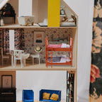 DOITOOL Wooden Doll Bunk Bed, Doll House Furniture Dollhouse Decoration Accessories Simulation Dollhouse Miniature Bunk Bed DIY Dolls Beds with Ladder