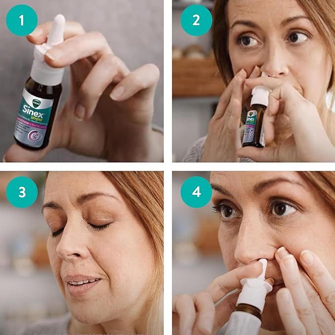 Vicks Sinex Severe Nasal Spray, Moisturizing Ultra Fine Mist with Aloe, Decongestant Medicine, Relief from Stuffy Nose Due to Cold or Allergy, Nasal Congestion & Sinus Pressure Relief, 265 Sprays x 2