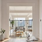 Adjustable Baby Safety Swing Gate, Hardware-Mounted Metal Gate for Stairs and Doorways, Secure Latch for Kids and Pets (Black, 24"-40.5" W x 28.75" H)