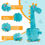 Dancing Talking Dinosaur for Baby Toddler, Interactive Mimicking Toy with Recording and Repeating, 60 Songs