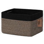 COMFY-HOMI Cotton Rope Woven Basket with Handles for Shelves,Toys,Book, Cloth Storage Baskets Bin for Organizing-13.5"x11"x9.5" Toy Decorative Organizer for Living Room, Bathroom-Black/Jute
