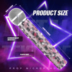 Sanwuta Fake Microphone Prop Sparkly Bling Rhinestones Plastic Play Microphone Pretend Glitter Bedazzled Mic for Cosplay Party Costume(Pink Leopard)
