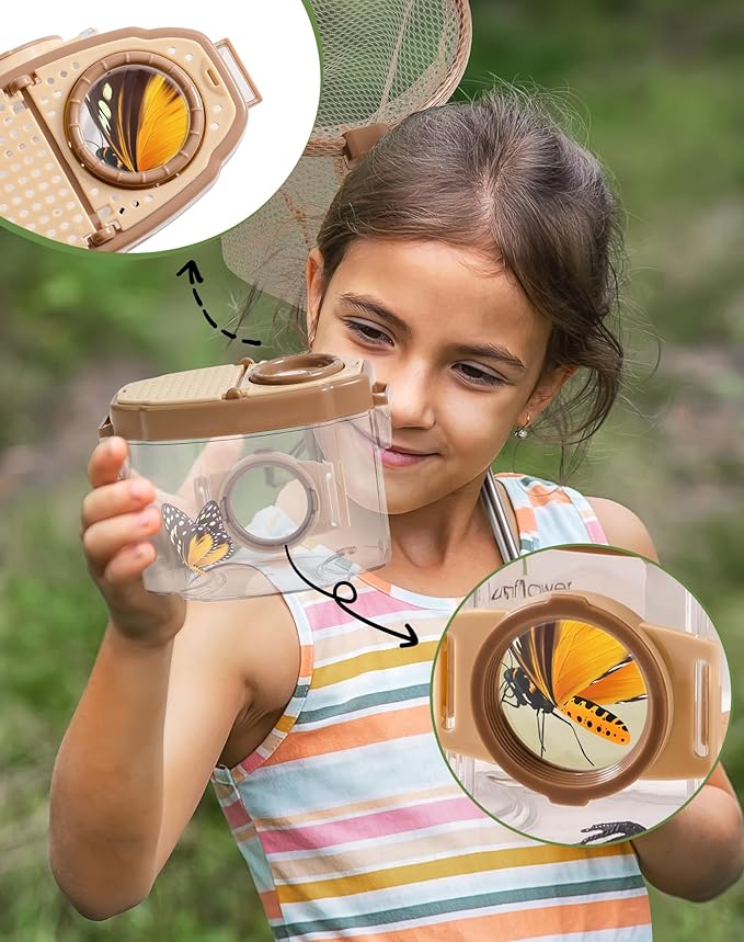 ROBUD Upgraded Kids Explorer Kit, Bug Catcher Kit with Wild Adventure Binoculars, Green Outdoor Exploration Set for Camping, Montessroi Toy for Kids Coming Closer to Nature，WRP30