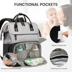 LOVEVOOK Diaper Bag Backpack, Baby Bag with Changing Station, Large Diaper Backpack for Mom Dads, Waterproof Leather Mommy Bag for Boy and Girl, Travel Essential Baby Shower, Black-Grey