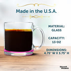 Libbey Clear Glass Coffee Mugs 13 oz. Set of 10, Bulk Pack - Perfect for Coffee, Tea, Espresso, Hot Cocoa, Other Beverages - Pink Bottom