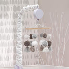 Lambs & Ivy Signature Pom Pom Musical Baby Crib Mobile - White/Gray