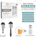 Honey Bear Straw Cup for Babies, 8oz Honey BearCup with Bottle Brush, 2-Pack Improved Lid Therapy Learning Honeybear Straw Cup for Baby, Cherry Blossom & Unicorn