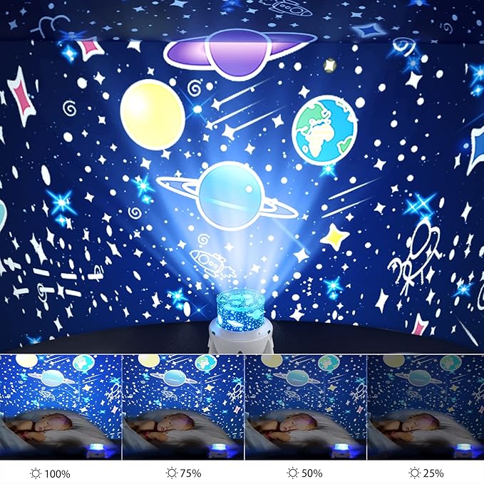 Night Light Projector for Kids - Bedroom Star Projector with Galaxy Planets, Animals Dinosaur World, Constellations, Birthday, Sea World, Christmas, Cupid, Halloween Themes, Gifts for Boys, Girls