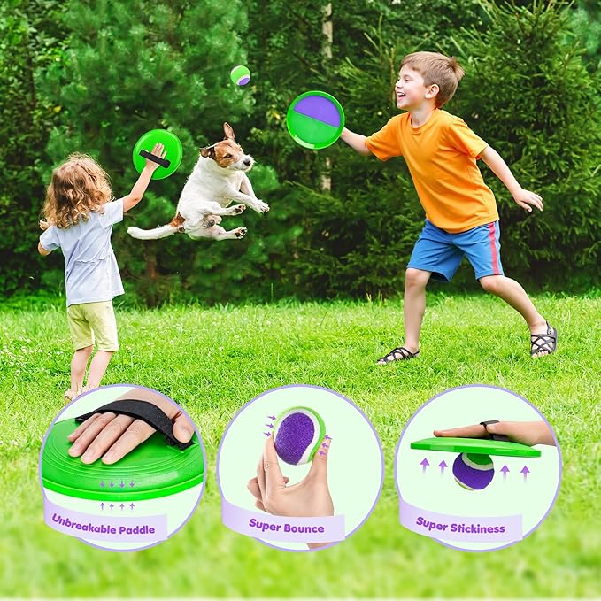Toss and Catch Ball Set Upgraded 6 Pack- Kids Toys Outdoor Games for Whole Family - Water-Resistant Great for Beach Pool Yard Games - Classic Gift for Boys Girls 3 4 5 6 7 8 9 10 11 12+ Years Old
