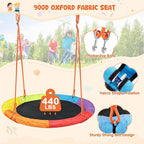 Swing Sets for Backyard, Outdoor Toys for Kids, A-Frame Out Playset Holds 440 lbs with 40" Saucer Swing, Adjustable Ropes