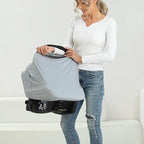 Breathable Car Seat Cover for Babies – Multi-Purpose Soft Rayon Nursing Cover for Breastfeeding, High Stretchy Infant Carseat Canopy, Stroller Cover (Smooth Rayon, Light Grey)