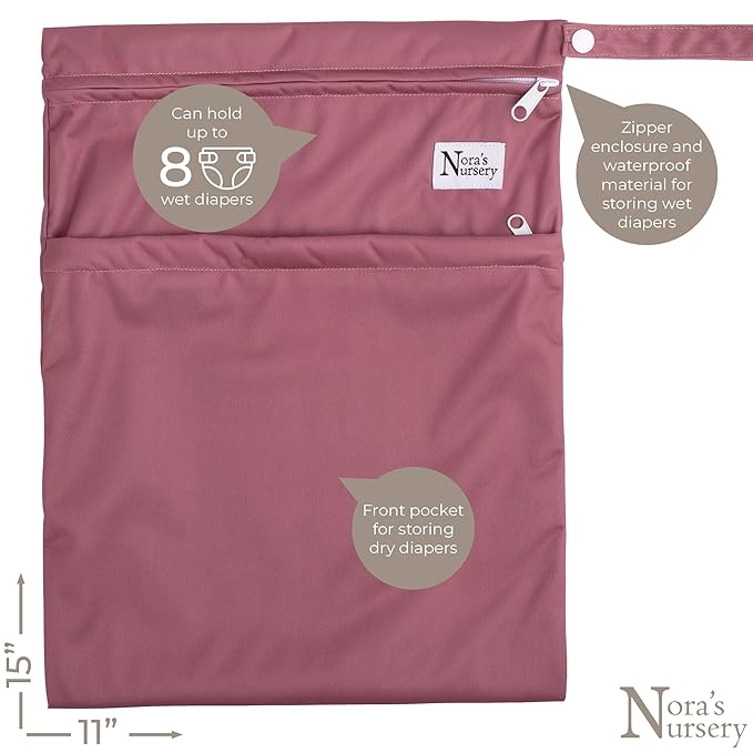 Nora's Nursery Cloth Diaper Cover, Reusable Cover with Snap Closure, Shell for Prefold, Flat, or Fitted Inserts, Includes Wet Bag - Ballet Slippers