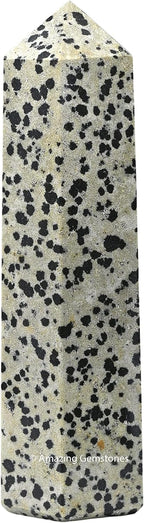 Amazing Gemstone Large Dalmatian Jasper Crystal Towers ~ Natural Healing Crystal Point Obelisk for Reiki Healing and Crystal Grid (5.5 to 6 INCH)