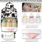Large Capacity Baby Diaper Bag Backpack with Insulated Pockets, Waterproof, Stylish Cow Print Design, Suitable for Boys and Girls