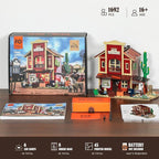 FUNWHOLE Old West Post Office Lighting Building-Bricks Set - 1692 Pcs The Wild West Town Collection Display Set for Adults and West Lovers